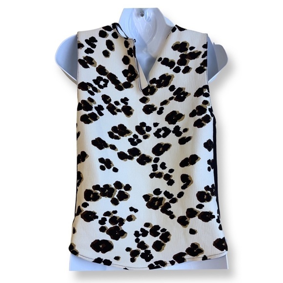 New Zara Animal Print Tank Top Cream Black Size X Small - Picture 2 of 3